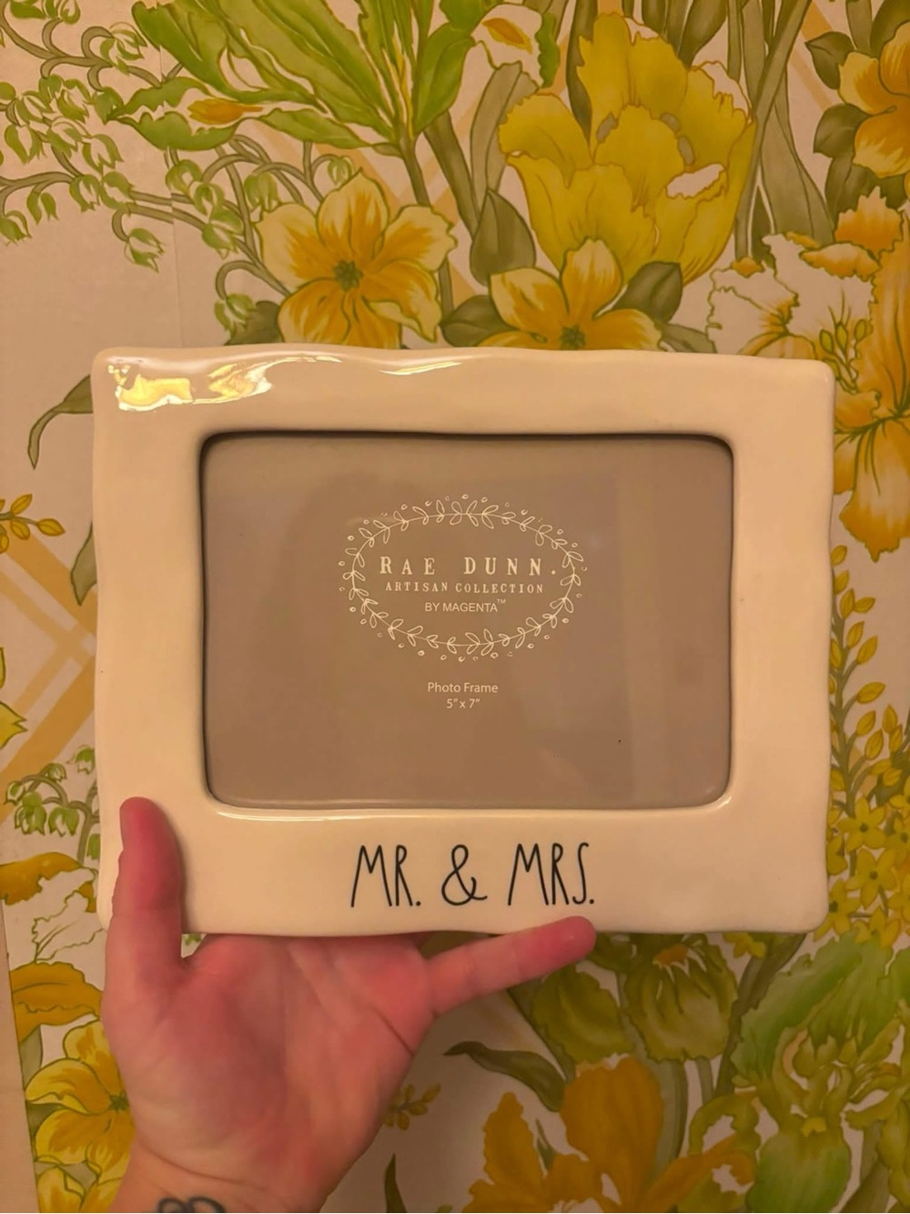 Rae Dunn Cream Ceramic 'MR. & MRS.' Photo Frame